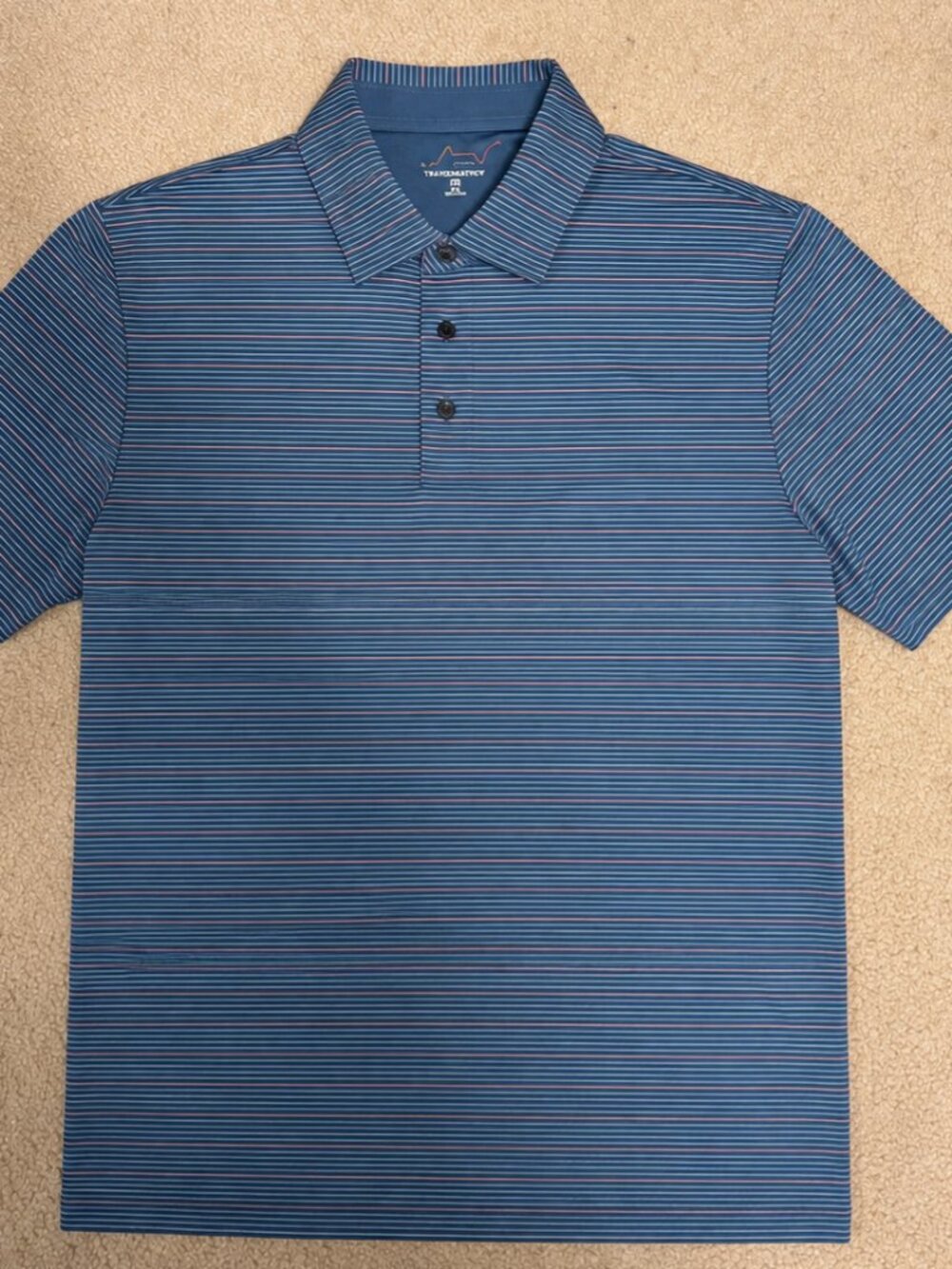 Greg Norman men's polo golf shirt size large blue striped